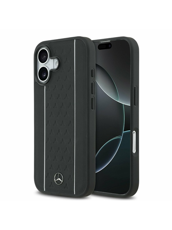 Mercedes Mercedes Leather Star Pattern and Stripes MagSafe Задний Чехол для iPhone 17 Black/White