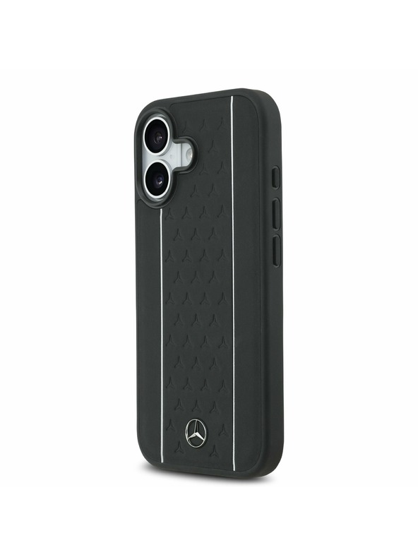 Mercedes Mercedes Leather Star Pattern and Stripes MagSafe Задний Чехол для iPhone 17 Black/White