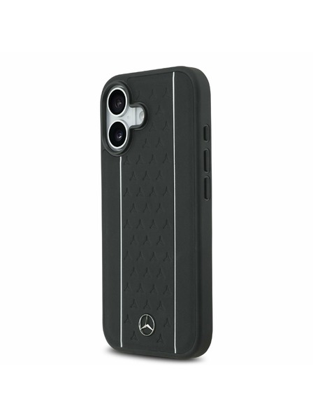 Mercedes Mercedes Leather Star Pattern and Stripes MagSafe Задний Чехол для iPhone 17 Black/White
