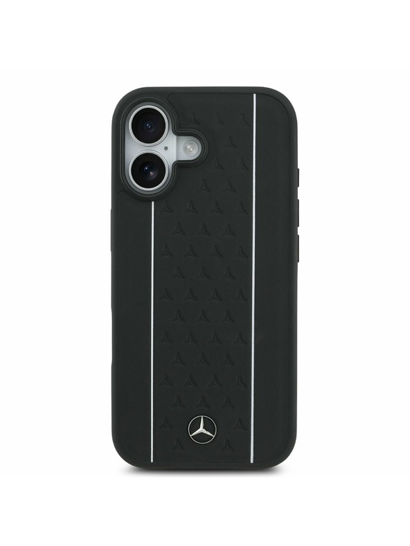 Mercedes Mercedes Leather Star Pattern and Stripes MagSafe Задний Чехол для iPhone 17 Black/White