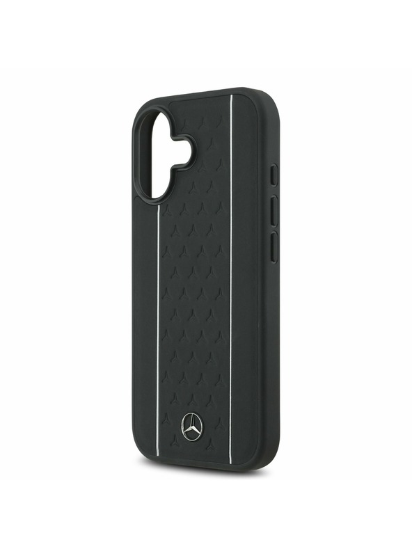 Mercedes Mercedes Leather Star Pattern and Stripes MagSafe Задний Чехол для iPhone 17 Black/White