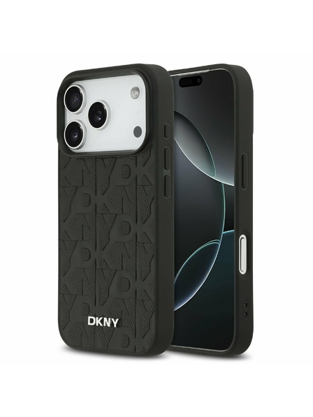 DKNY DKNY PU Leather Grid Pattern Magsafe Заден Калъф за iPhone 17 Pro Черен
