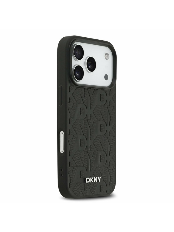 DKNY DKNY PU Leather Grid Pattern Magsafe Заден Калъф за iPhone 17 Pro Черен