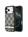 DKNY DKNY PU Leather Checkered Pattern and Stripe Заден Калъф за iPhone 17 Pro Черен