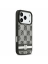 DKNY DKNY PU Leather Checkered Pattern and Stripe Заден Калъф за iPhone 17 Pro Черен