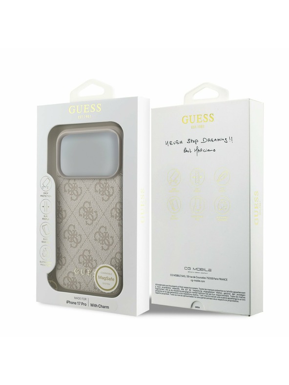 Guess Guess 4G Charm MagSafe Заден Калъф за iPhone 17 Pro Tone on Tone Розов