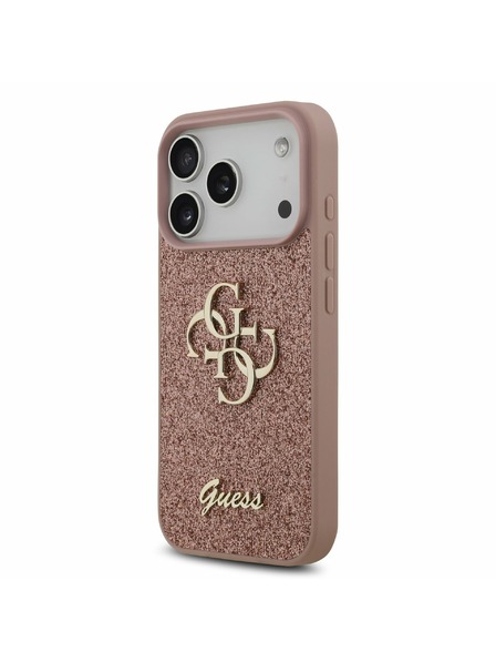Guess Guess PU Fixed Glitter 4G Metal Logo Заден Калъф за iPhone 17 Pro Розов