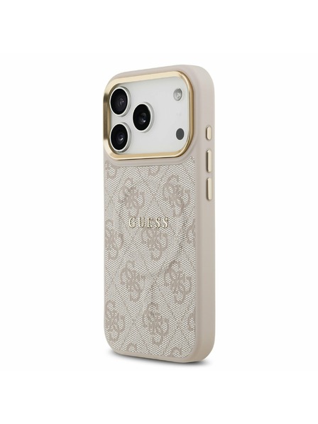 Guess Guess PU Leather 4G Gold Frame MagSafe Заден Калъф за iPhone 17 Pro Розов