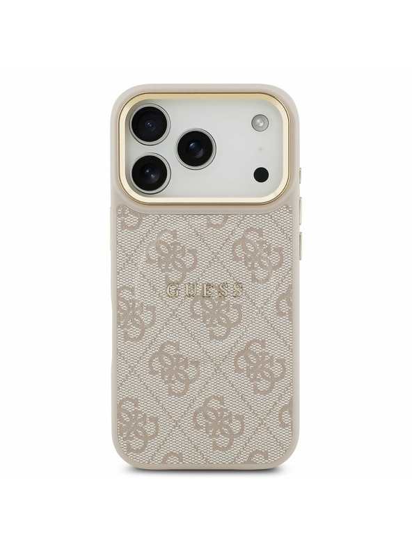 Guess Guess PU Leather 4G Gold Frame MagSafe Заден Калъф за iPhone 17 Pro Розов