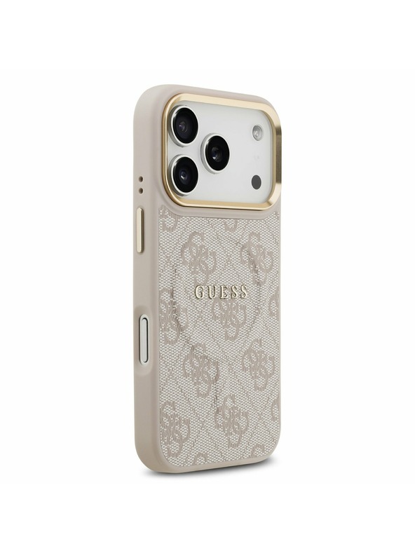 Guess Guess PU Leather 4G Gold Frame MagSafe Заден Калъф за iPhone 17 Pro Розов