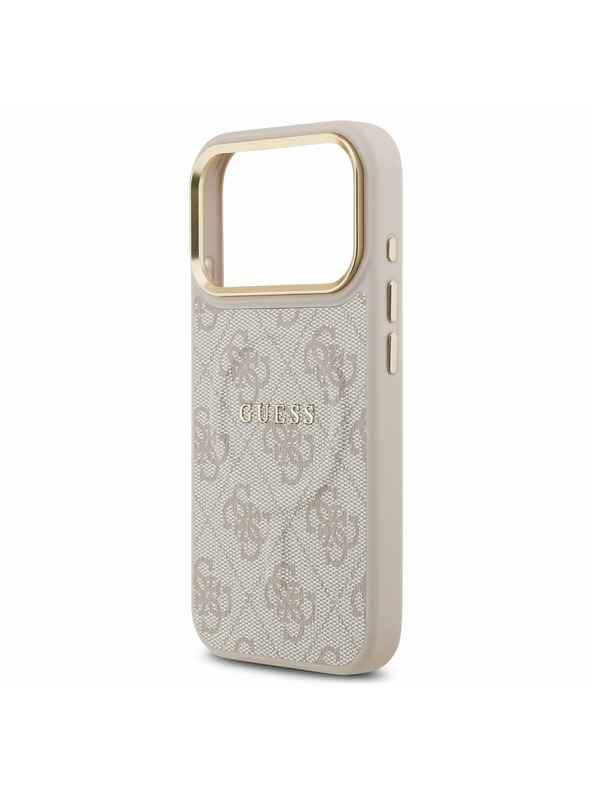 Guess Guess PU Leather 4G Gold Frame MagSafe Заден Калъф за iPhone 17 Pro Розов