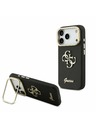 Guess Guess PU Grained 4G Logo Stand Camera Frame Заден Калъф за iPhone 17 Pro Черен