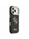 Guess Guess PU Grained 4G Logo Stand Camera Frame Заден Калъф за iPhone 17 Pro Черен