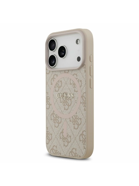 Guess Guess PU Leather 4G Colored Ring MagSafe Заден Калъф за iPhone 17 Pro Розов