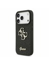 Guess Guess PU Fixed Glitter 4G Metal Logo Заден Калъф за iPhone 17 Pro Черен