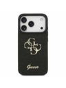 Guess Guess PU Fixed Glitter 4G Metal Logo Заден Калъф за iPhone 17 Pro Черен