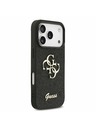 Guess Guess PU Fixed Glitter 4G Metal Logo Заден Калъф за iPhone 17 Pro Черен