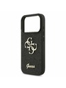 Guess Guess PU Fixed Glitter 4G Metal Logo Заден Калъф за iPhone 17 Pro Черен