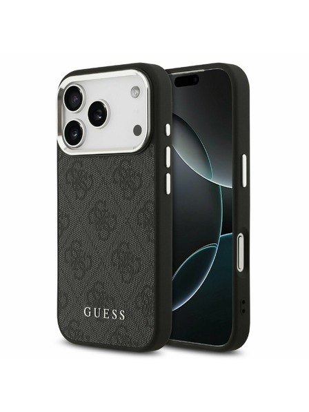 Guess Guess 4G MagSafe Заден Калъф за iPhone 17 Pro Черен
