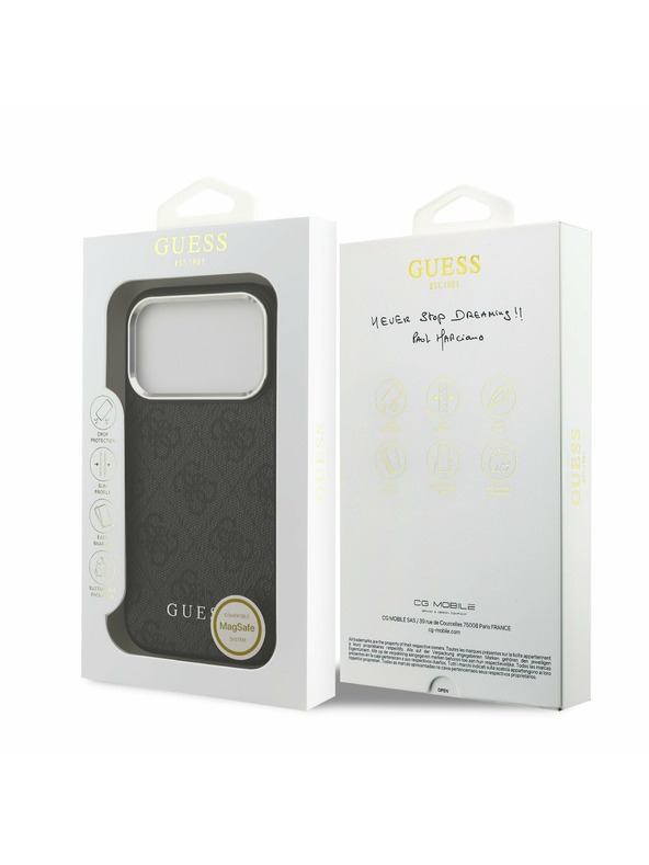 Guess Guess 4G MagSafe Заден Калъф за iPhone 17 Pro Черен