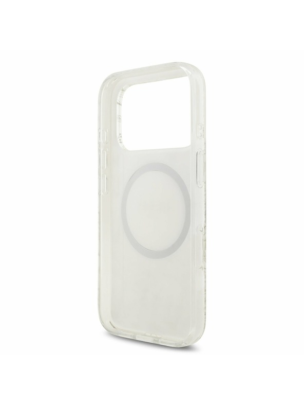 Guess Guess IML Flowers Allover Strap MagSafe Заден Калъф за iPhone 17 Pro Бял