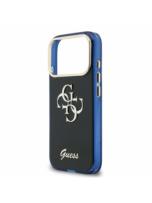 Guess Guess IML 4G Script Metal Logo Заден Калъф за iPhone 17 Pro Син
