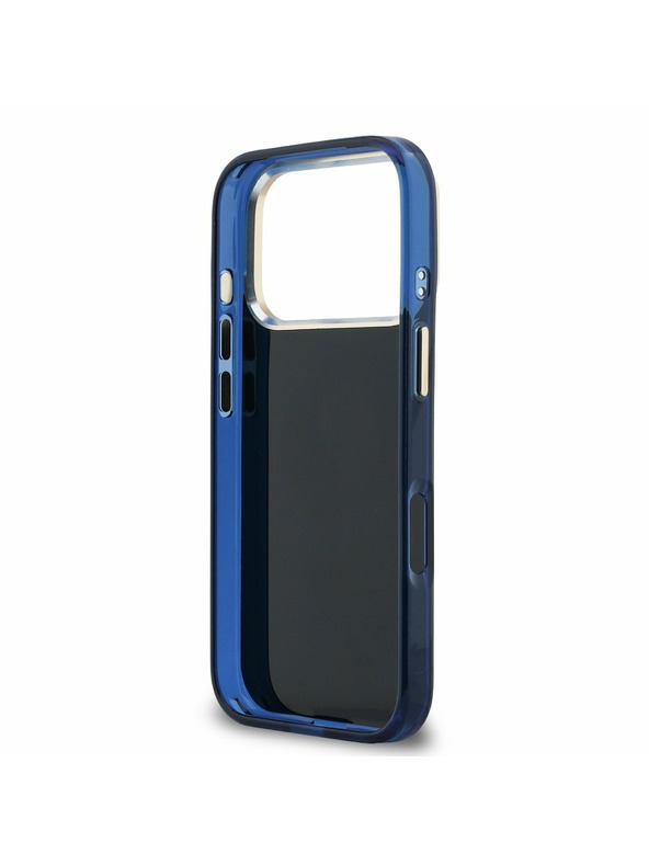 Guess Guess IML 4G Script Metal Logo Заден Калъф за iPhone 17 Pro Син