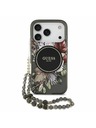 Guess Guess IML Flowers Strap MagSafe Заден Калъф за iPhone 17 Pro Черен