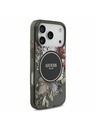 Guess Guess IML Flowers Strap MagSafe Заден Калъф за iPhone 17 Pro Черен