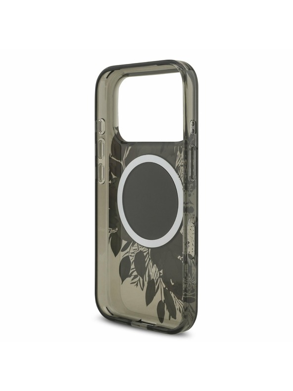 Guess Guess IML Flowers Strap MagSafe Заден Калъф за iPhone 17 Pro Черен