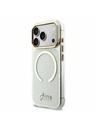 Guess Guess IML Glitter Script Strap MagSafe Заден Калъф за iPhone 17 Pro Прозрачен