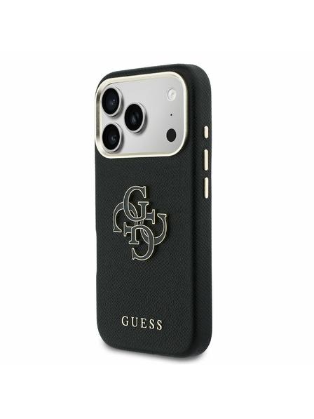 Guess Guess PU Resin Logo Заден Калъф за iPhone 17 Pro Черен