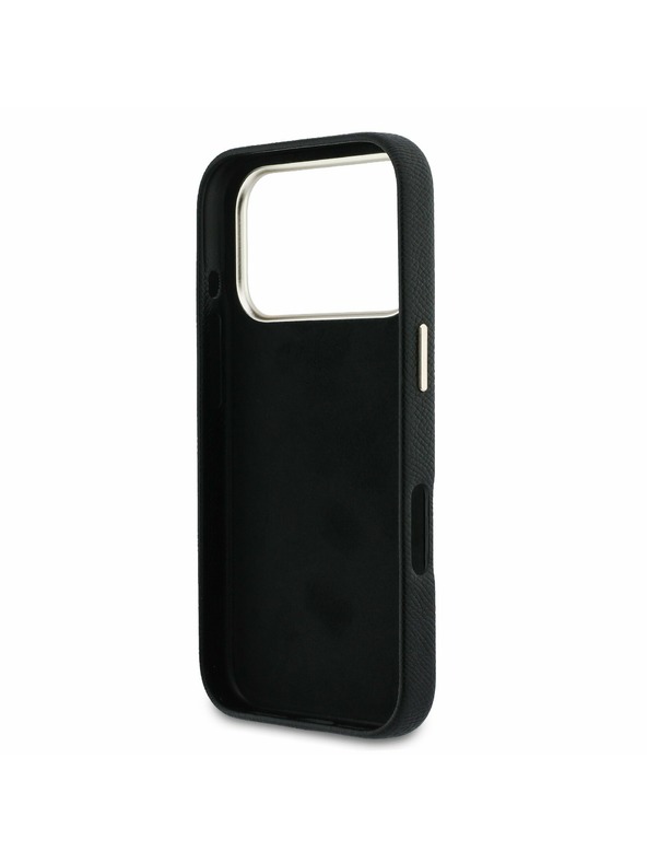 Guess Guess PU Resin Logo Заден Калъф за iPhone 17 Pro Черен