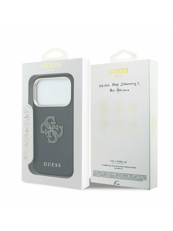 Guess Guess PU Resin Logo Заден Калъф за iPhone 17 Pro Черен