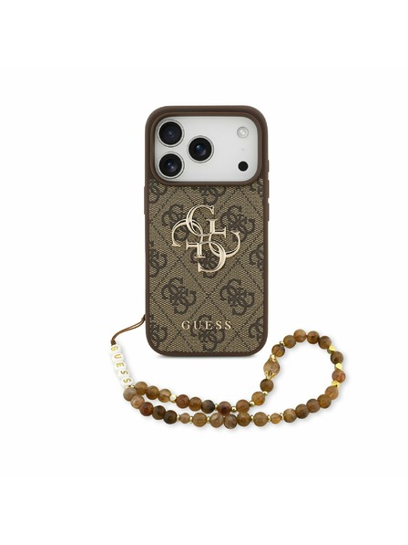 Guess Guess PU 4G Metal Logo Strap Заден Калъф за iPhone 17 Pro Кафяв
