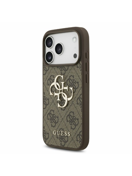 Guess Guess PU 4G Metal Logo Strap Заден Калъф за iPhone 17 Pro Кафяв