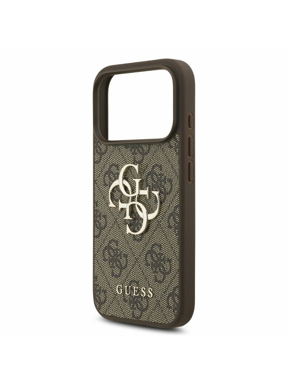 Guess Guess PU 4G Metal Logo Strap Заден Калъф за iPhone 17 Pro Кафяв