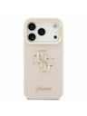 Guess Guess PU Grained 4G Logo Stand Camera Frame Заден Калъф за iPhone 17 Pro Розов