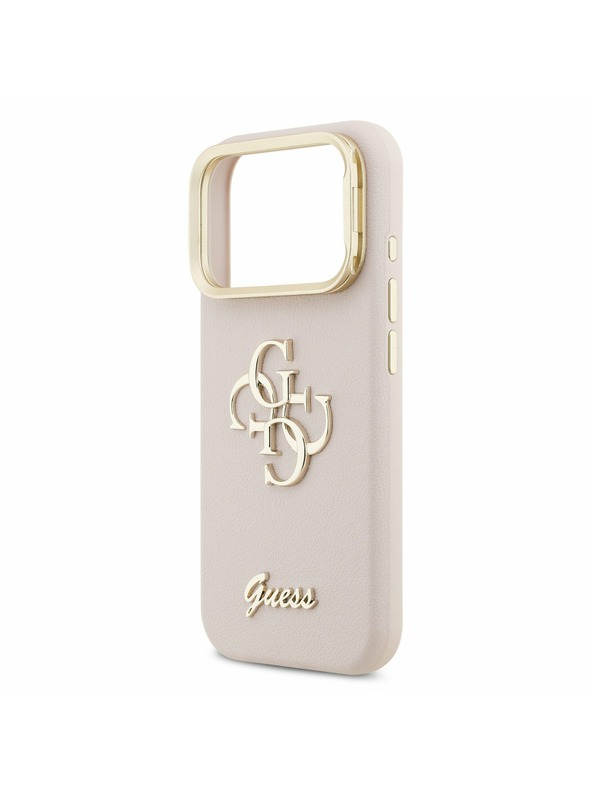 Guess Guess PU Grained 4G Logo Stand Camera Frame Заден Калъф за iPhone 17 Pro Розов