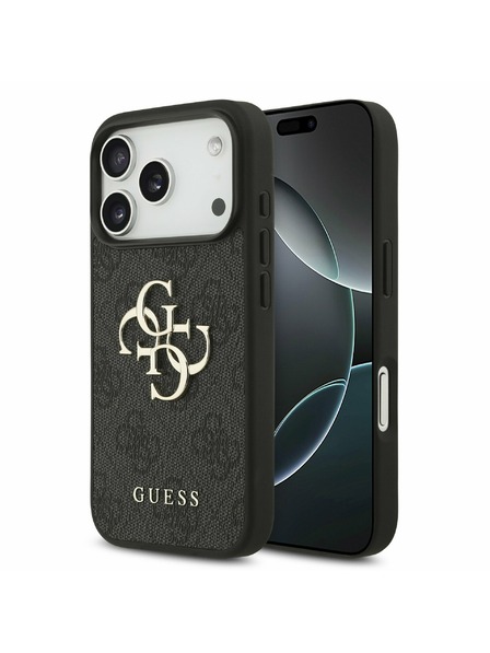 Guess Guess PU 4G Metal Logo Заден Калъф за iPhone 17 Pro Сив