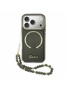 Guess Guess IML Glitter Script Strap MagSafe Заден Калъф за iPhone 17 Pro Черен