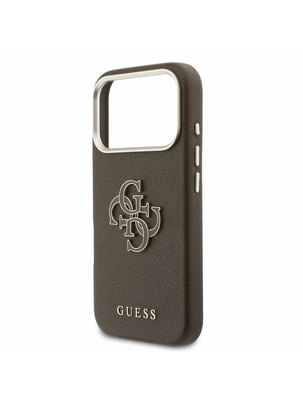 Guess Guess PU Resin Logo Заден Калъф за iPhone 17 Pro Кафяв