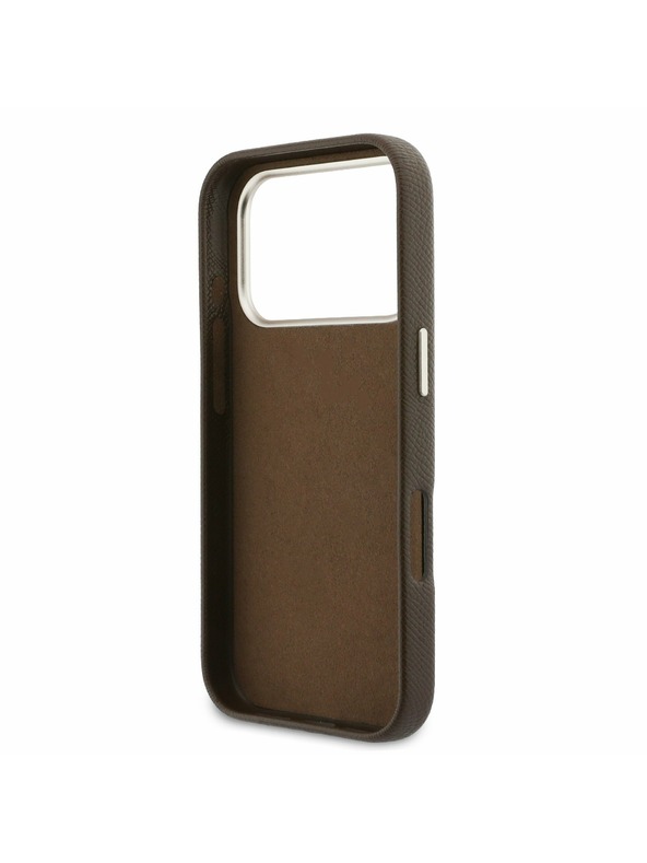 Guess Guess PU Resin Logo Заден Калъф за iPhone 17 Pro Кафяв