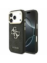 Guess Guess PU Leather 4G Metal Logo Gold Frame Задний Чехол за iPhone 17 Pro Black