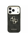 Guess Guess PU Leather 4G Metal Logo Gold Frame Задний Чехол за iPhone 17 Pro Black