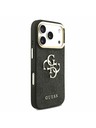 Guess Guess PU Leather 4G Metal Logo Gold Frame Задний Чехол за iPhone 17 Pro Black