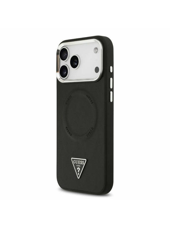 Guess Guess PU Leather Triangle Logo MagSafe Задний Чехол за iPhone 17 Pro Black