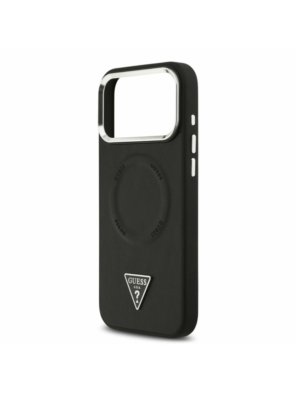 Guess Guess PU Leather Triangle Logo MagSafe Задний Чехол за iPhone 17 Pro Black