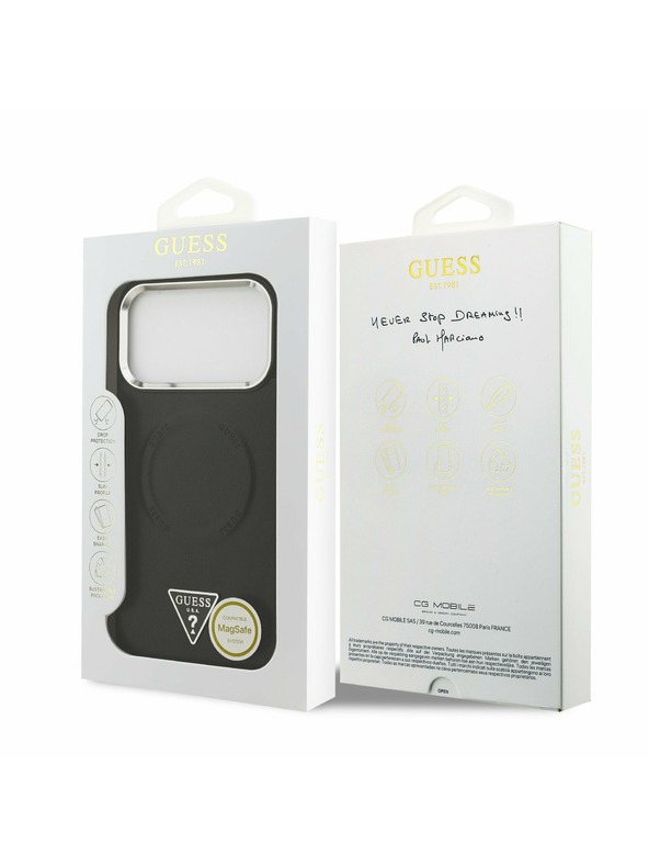 Guess Guess PU Leather Triangle Logo MagSafe Задний Чехол за iPhone 17 Pro Black