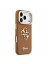 Guess Guess PU Grained 4G Logo Stand Camera Frame Задний Чехол за iPhone 17 Pro Brown